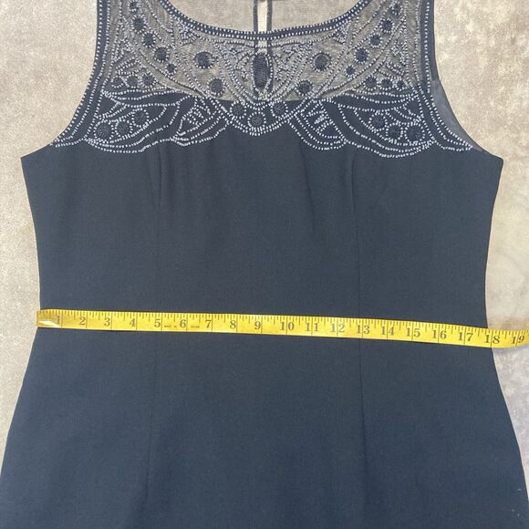 Positive Attitude Dress Womens 14 Black Sleeveless Beaded Embellished Sheer Top - Picture 3 of 11